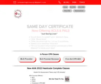 Justsavinglives.com(Rapid CPR Certifications Through The American Heart Association) Screenshot