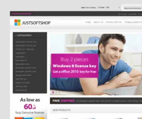 Justsoftshop.com(Buy Microsoft Windows 8/Windows 7/Office 2010/office 2007 Product Key) Screenshot