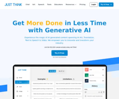 Justthink.ai(Generative AI Chat) Screenshot