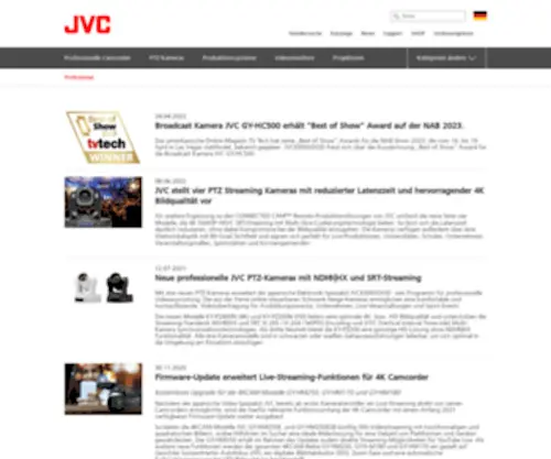 JVCpro.de(JVC Deutschland) Screenshot