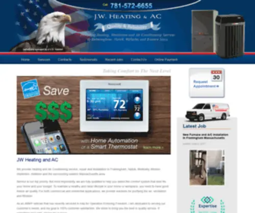 Jwheatingandac.com(Heating Air Conditioning Installation and Service Framingham Natick MA) Screenshot