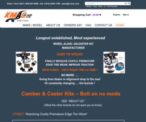 K-Mac-Camber-Kits.com(Buy Camber Plates & Kits) Screenshot