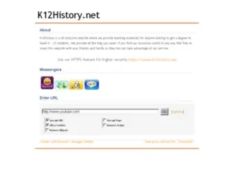 K12History.net(12 History materials for college degrees) Screenshot