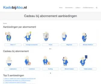 Kadobijabo.nl(Overzicht van alle abonnement aanbiedingen met een cadeau. Zoals) Screenshot