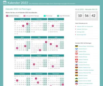 Kalender-2022.net(KALENDER 2022 mit Feiertagen & Ferien) Screenshot