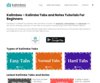 Kalimbeo.com(Kalimba Tabs and Notes Tutorials For Beginners) Screenshot