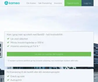 Kameo.no(Crowdfunding av eiendomslån) Screenshot