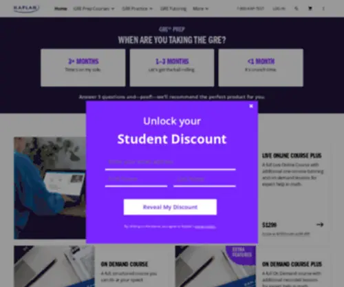 Kaplangradprep.com(Score higher on the GRE with the GRE prep course) Screenshot