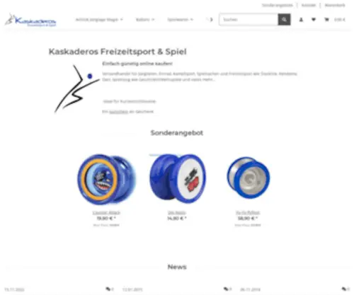 Kaskaderos.com(Versandhandel für Jonglieren) Screenshot
