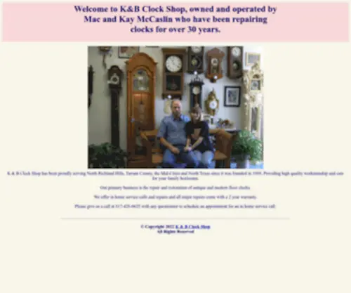 KBclocks.com(K & B Clock Shop) Screenshot