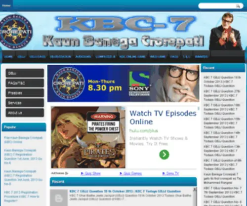 KBcquizshow.com(KBC 7 Registration) Screenshot