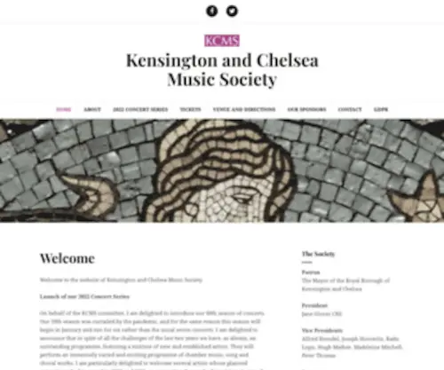 Kcmusic.org.uk(Kensington and Chelsea Music Society) Screenshot