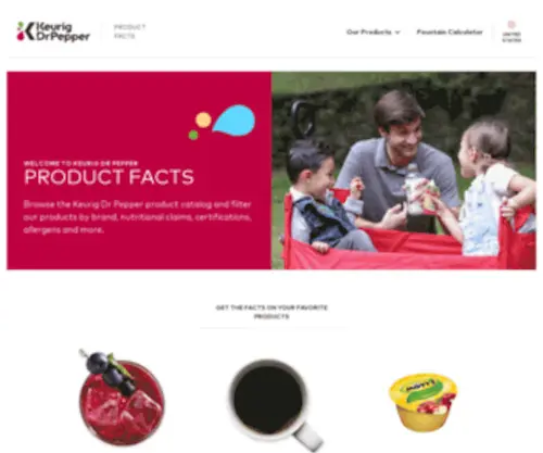 KDPproductfacts.com(The keurig dr pepper product facts website) Screenshot