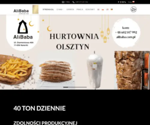 Kebab-Alibaba.pl(Producent Kebabu: Hurtownia i Producent Mięsa Kebabowego) Screenshot