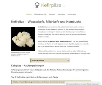 Kefirpilze.de(Kefir mit kefirpilzen selbst herstellen ✓ milchkefir ✓  wasserkefir und ✓ kombucha) Screenshot