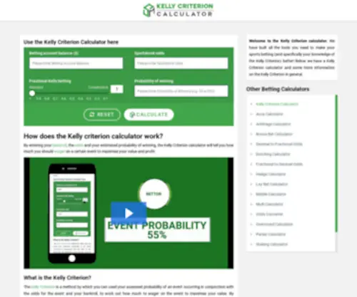 Kellycriterioncalculator.com(Kellycriterioncalculator) Screenshot