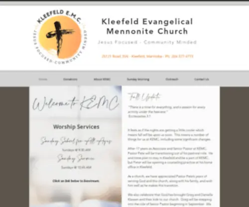 Kemc.net(Kleefeld Evangelical Mennonite Church) Screenshot