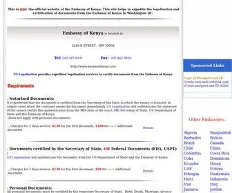 Kenyaembassy.org(EMBASSY LEGALIZATION OF US ISSUED DOCUMENTS TO BE USED IN KENYA Since Kenya) Screenshot