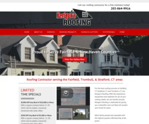 Kerigansroofingct.com(Roofing Contractor Fairfield) Screenshot