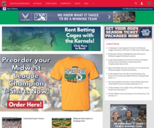 Kernels.com(Cedar Rapids Kernels) Screenshot