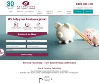 Keyfactors.com.au(Invoice Debtor Factoring or Cash Flow Finance is when a business receives funds owed to them before it is paid by their customers) Screenshot