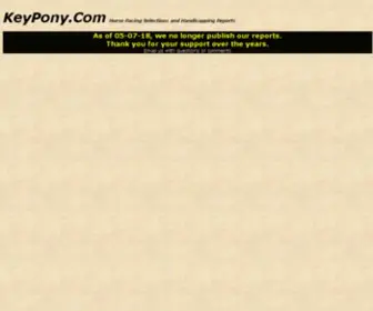 Keypony.com(Professional horse racing selections and handicapping reports) Screenshot