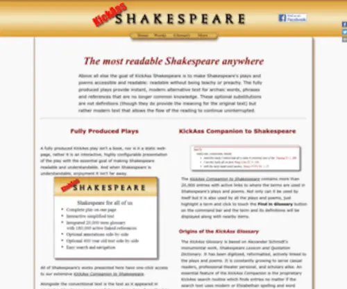Kickassshakespeare.com(Readable, Enjoyable Shakespeare) Screenshot