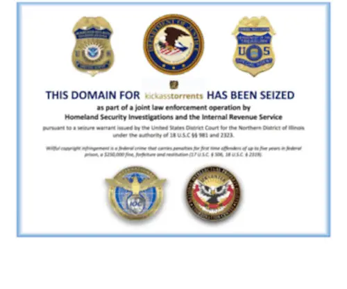 Kickasstorrents.com(This domain name has been seized by law enforcement) Screenshot