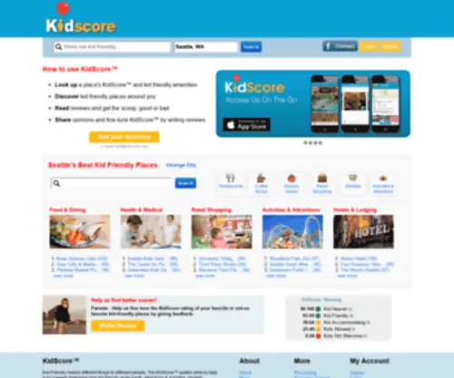 Kidscore.com(Seattle Ratings on Kid and Family Friendly Restaurants) Screenshot