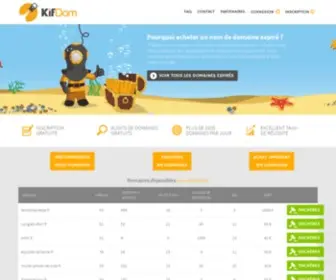 Kifdom.com(Noms de domaines expirés pour le SEO et le domaining) Screenshot