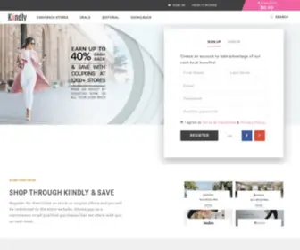 Kiindly.com(Coupons, Shopping Cashback Offers, Promo Code & Deals) Screenshot