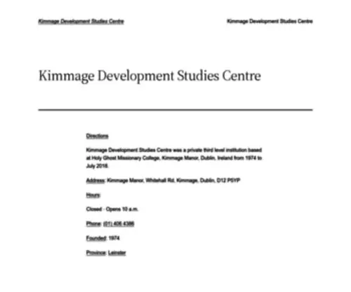 Kimmagedsc.ie(Kimmage Development Studies Centre) Screenshot