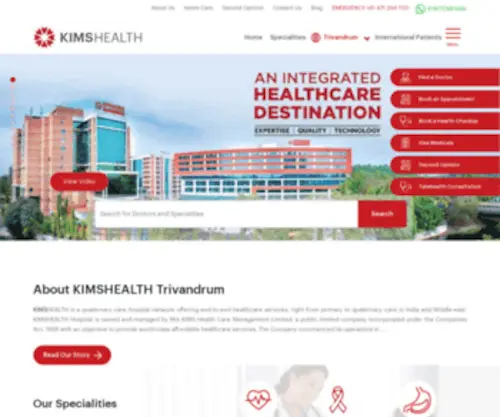 Kimstrivandrum.com(KIMS Hospital India) Screenshot