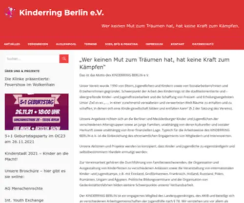 Kinderring-Berlin.de(Kinderring Berlin e.V. – Wer keinen Mut zum Träumen hat) Screenshot