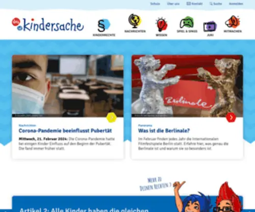 Kindersache.de(Das Internetangebot für Kinder) Screenshot