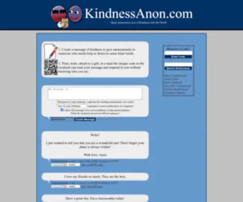 Kindnessanon.com(Share Random Acts of Kindness) Screenshot