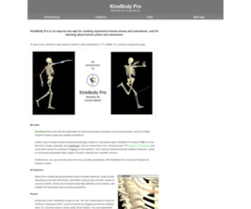 Kineman.com(Interactive Articulated 3D Skeleton) Screenshot