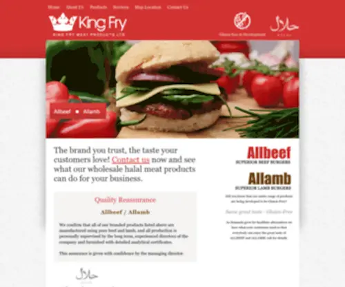 Kingfry.co.uk(Beef, Chicken & Lamb Burger Manufacturer) Screenshot
