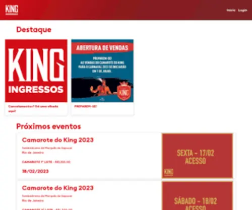 Kingingressos.com(King Ingressos) Screenshot