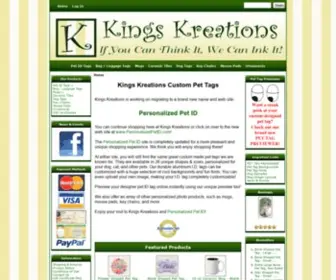 Kings-Kreations.com(Kings Kreations Custom Pet Tags) Screenshot