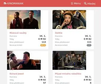 Kinomaniak.cz(Filmové tržby a návštěvnost kin v České republice) Screenshot