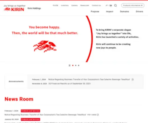 Kirinholdings.com(Kirin holdings) Screenshot