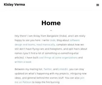 Kislayverma.com(The home page for Kislay's blog) Screenshot