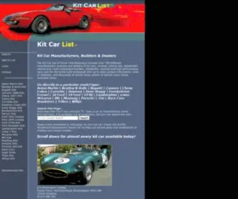 Kitcarlist.com(Kit Car List of Auto Manufacturers) Screenshot