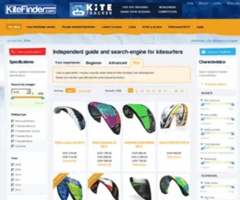Kitefinder.com(Best kitesurfing reviews from all the kitesurf brands in the shops) Screenshot