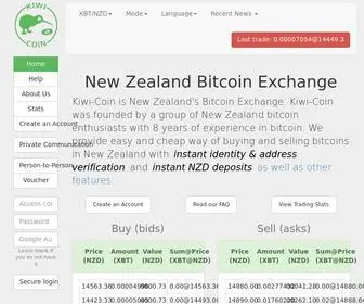 Kiwi-Coin.com(New Zealand bitcoin exchange) Screenshot