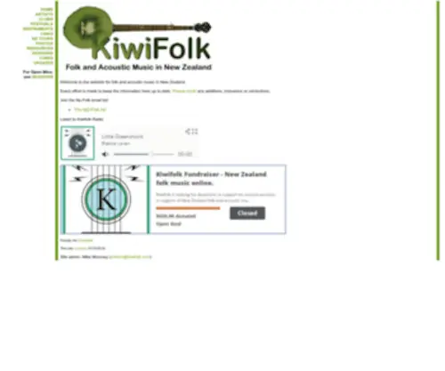 Kiwifolk.org.nz(Folk and Acoustic Music in New Zealand) Screenshot