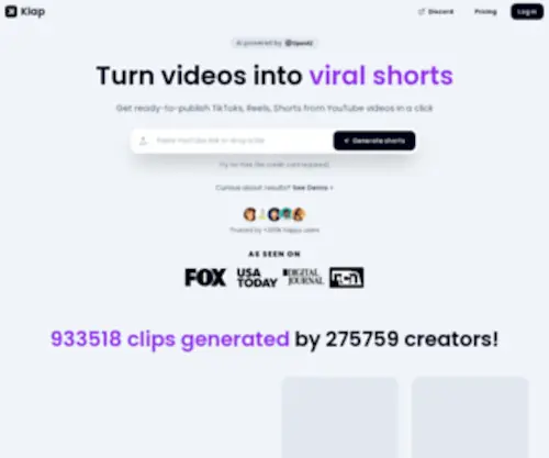 Klap.app(Turn videos into viral shorts) Screenshot