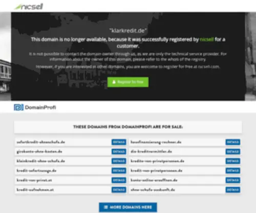 Klarkredit.de(This domain has been registered for a customer by nicsell) Screenshot
