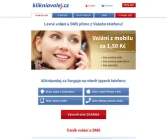 Klikniavolej.cz(Levné volání a SMS přímo z Vašeho telefonu) Screenshot